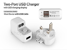 Two-Port USB Charger with LED charging display