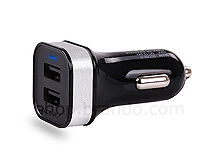 Portable Dual USB Car Charger W/ Lightning to USB Cable
