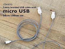 Cheero Fabric Braided microUSB Cable (50cm + 100cm)