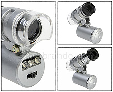 iPhone 4 Microscope with White 2-LED and Note Detector LED