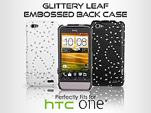 HTC One V Glittery Leaf Embossed Back Case