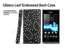Sony Xperia J ST26i Glittery Leaf Embossed Back Case