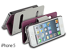 iPhone 5 / 5s / SE Ultra Slim Side Open Leather Case With Display Caller ID And Answer Call