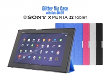 Sony Xperia Z2 Tablet Glitter Flip Case with Auto ON/OFF