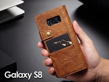 Samsung Galaxy S8 Coarse Crack Slim Wallet Leather Case