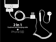 2 in 1 Earphone and charging cable for iPhone 5s