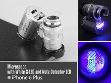 iPhone 6 Plus / 6s Plus Microscope with White 2-LED and Note Detector LED