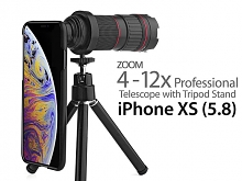 Professional iPhone XS (5.8) 4-12x Zoom Telescope with Tripod Stand