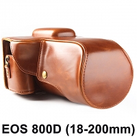 Canon EOS 800D (18-200mm) Leather Camera Case with Flash Cover