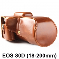 Canon EOS 80D (18-200mm) Leather Camera Case with Flash Cover