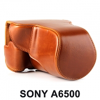 SONY A6500 Premium Protective Leather Case with Leather Strap