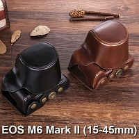 Canon EOS M6 Mark II (15-45mm) Leather Case with Leather Strap
