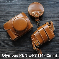 Olympus PEN E-P7 (14-42mm) Premium Leather Case with Leather Strap