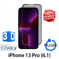 Brando Workshop Full Screen Coverage Curved Privacy Glass Screen Protector (iPhone 13 Pro (6.1)) - Black