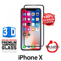 Brando Workshop Full Screen Coverage Curved 3D Glass Protector (iPhone X) - Black