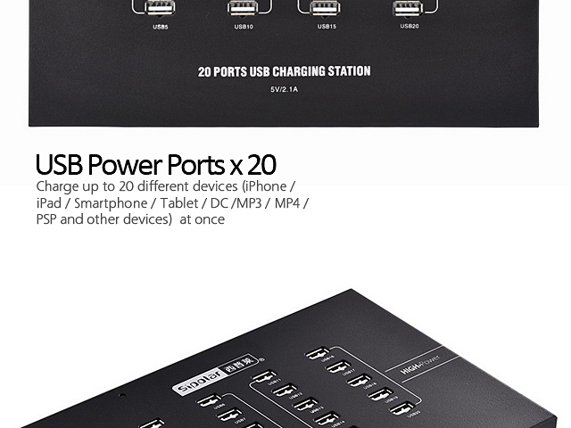 20-Port USB Charge Station