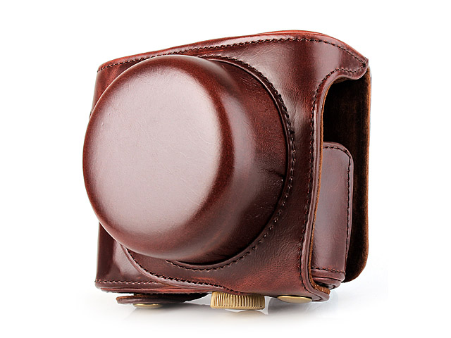 Panasonic Lumix DMC-GF7 (12-32mm) Premium Protective Leather Case with Leather Strap