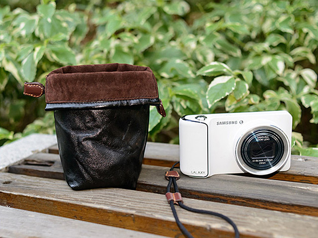 Camera Insert Storage Pocket Leather Pouch (M Size)