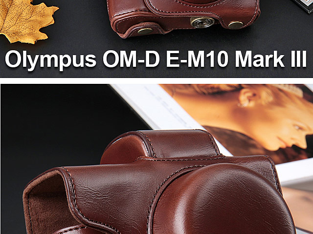 Olympus OM-D E-M10 Mark III Premium Protective Leather Case with Leather Strap