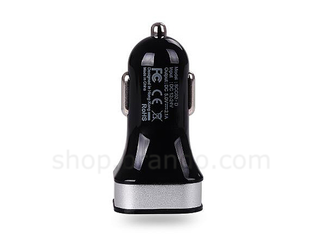 Portable Dual USB Car Charger W/ Lightning to USB Cable