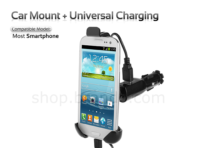 Car Mount + Universal Charging for Smartphone
