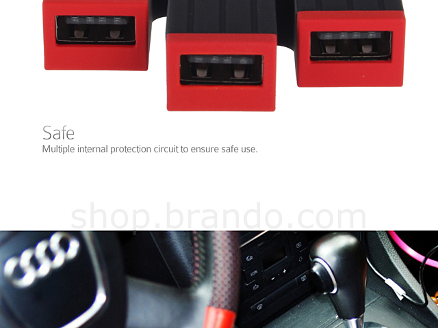 Luminous Triple-USB Car Charger