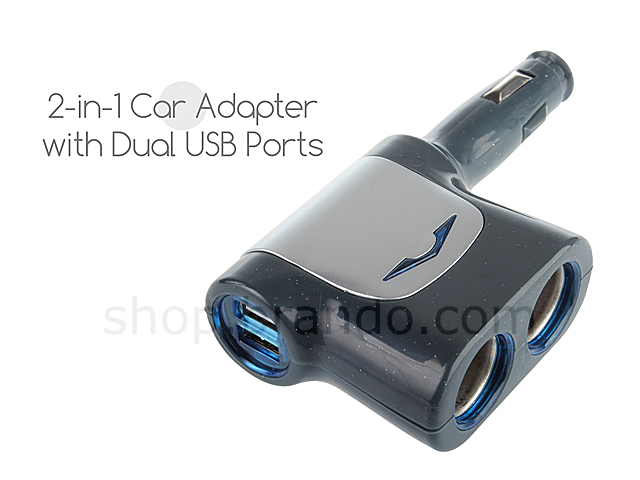 2-in-1 Car Adapter with Dual USB Ports