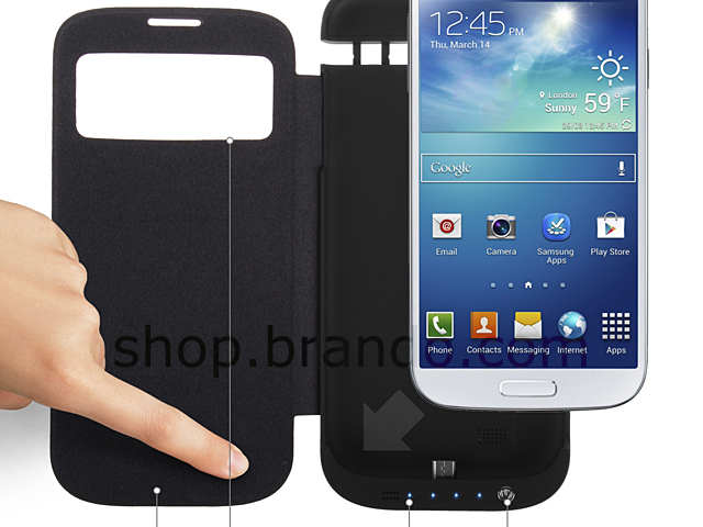 Power Case For Samsung Galaxy S4 with Cover - 4500mAh