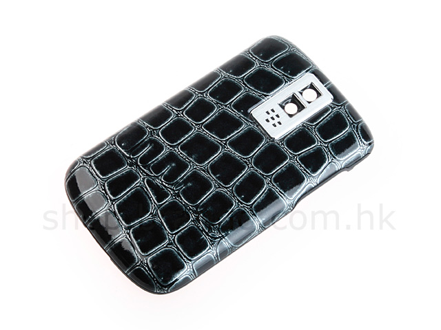 BlackBerry Bold 9000 Replacement Back Cover - Crocodile Leather Texture (Blue Black)