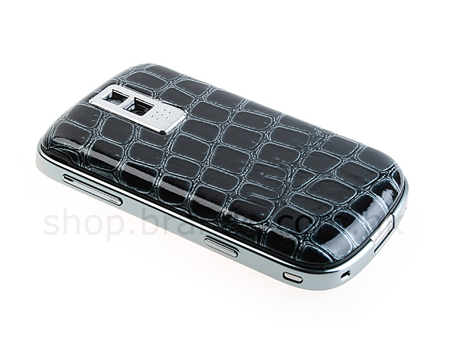 BlackBerry Bold 9000 Replacement Back Cover - Crocodile Leather Texture (Blue Black)