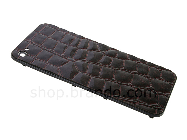 iPhone 4 Crocodile Leather Rear Panel - Dark Brown