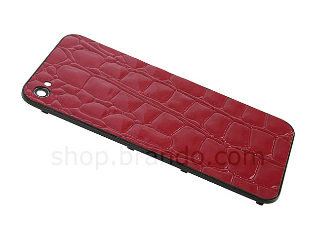 iPhone 4 Crocodile Leather Rear Panel - Red