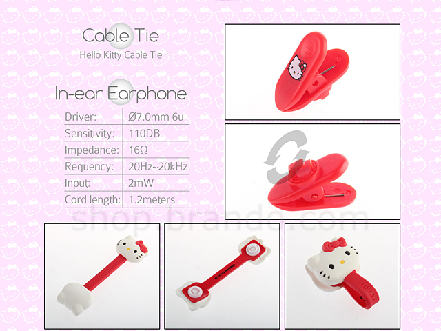 Hello Kitty Handsfree Earphone with Cable Tie