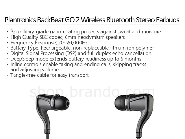 Plantronics BackBeat GO 2 Wireless Bluetooth Stereo Earbuds
