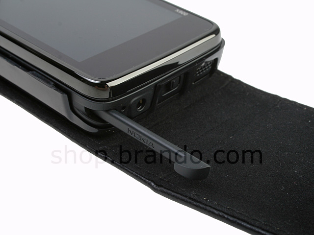 Nokia N900 Fashionable Flip Top Leather Case