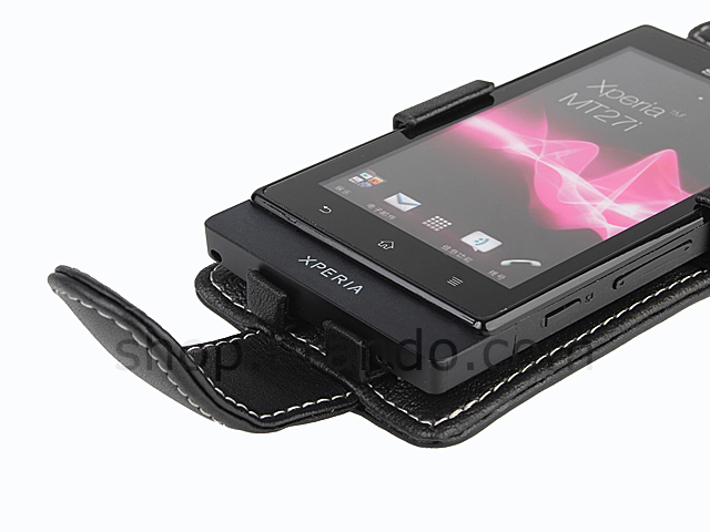 Brando Workshop Leather Case for Sony Xperia sola MT27i (Flip Top)
