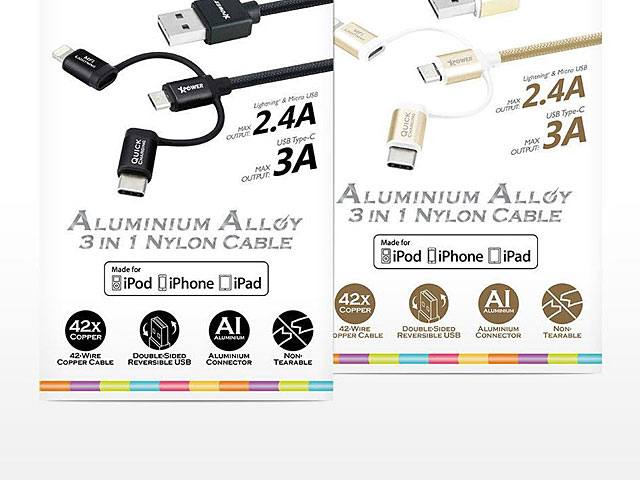Xpower 3-in-1 Aluminium Alloy Cable