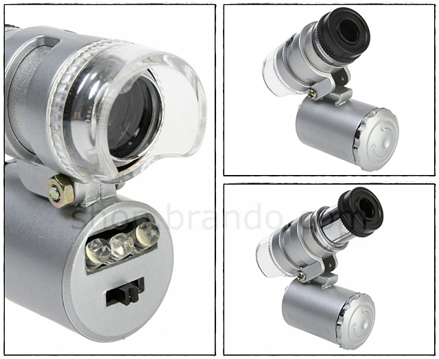 iPhone 4 Microscope with White 2-LED and Note Detector LED