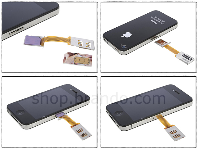Micro Sim-to-Sim Adaptor (without Cutting Sim) + Stand Case for iPhone 4