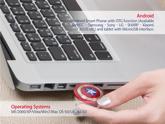 InfoThink Marvel The Avengers - Captain America 2 OTG USB Flash Drive with Necklace