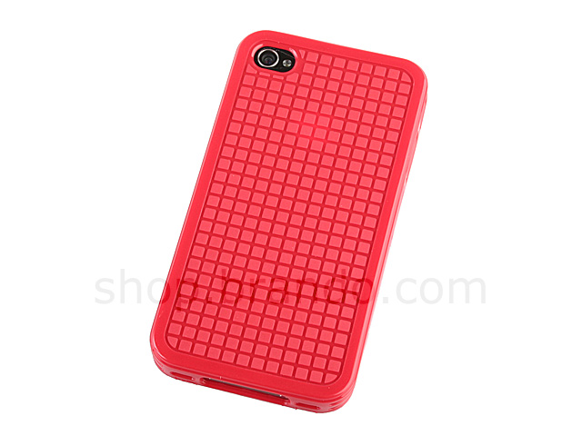 iPhone 4 Plastic Back Cover with Embossed Check Pattern