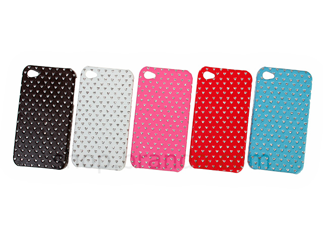 iPhone 4 Glittery Heart Embossed Back Case