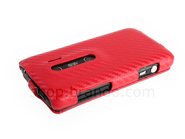 HTC EVO 3D Twilled Flip Top Leather Case
