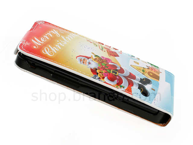 Samsung Galaxy S II Christmas Santa Claus Flip-Top Leather Case