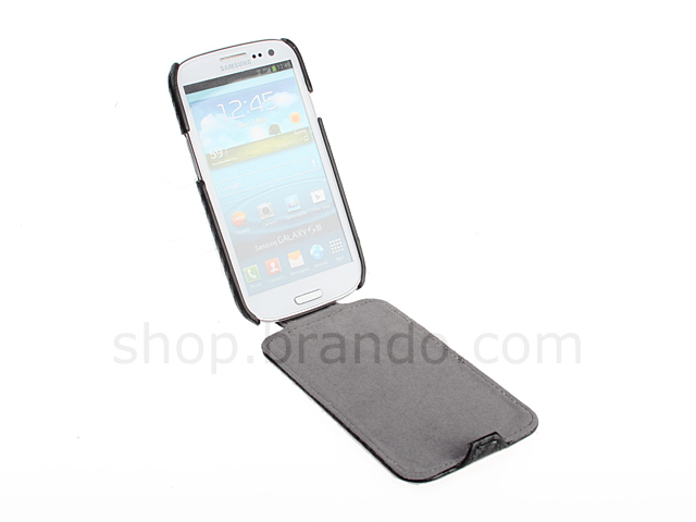 Samsung Galaxy S III I9300 Twilled Flip Top Leather Case