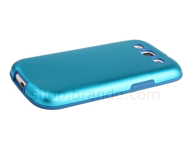 Samsung Galaxy S III I9300 Glossy Metal Back Cover w/ Rubber Lining