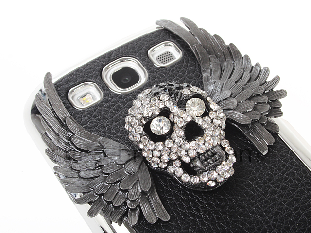 Samsung Galaxy S III I9300 Bling-Bling Skull Wings Back Case with Metallic Lining