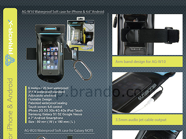 ARMOR-X Aqua Gear Series - 6 Meters Waterproof Case + Earphone Set for iPhone / Android Phone / Mobile Phone