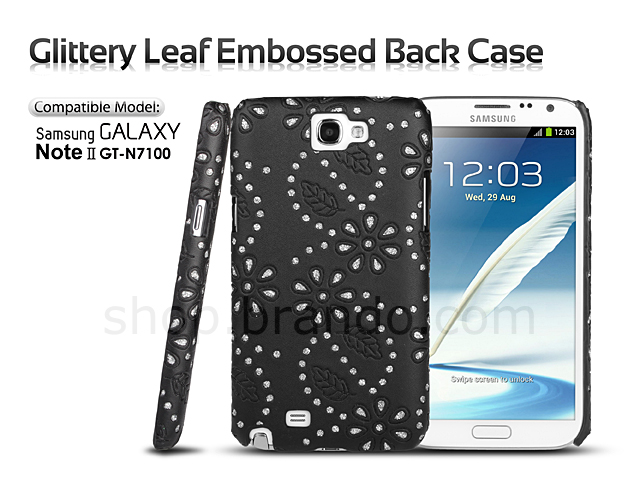 Samsung Galaxy Note II GT-N7100 Glittery Leaf Embossed Back Case