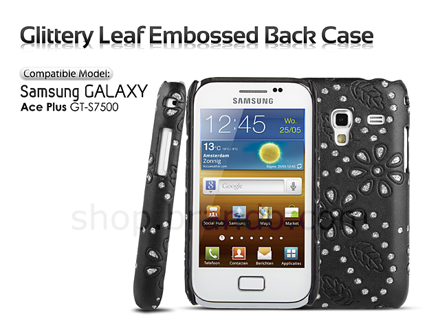 Samsung Galaxy Ace Plus GT-S7500 Glittery Leaf Embossed Back Case